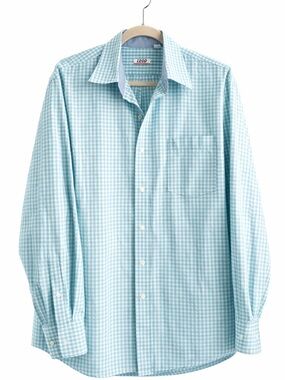 IZOD PerformX Men’s XL Aqua Gingham Button Front Dress Shirt Performance Stretch